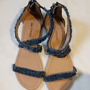 Call It Spring Women’s Denim Fringe Ankle-Strap Sandals - Blue Size 5.